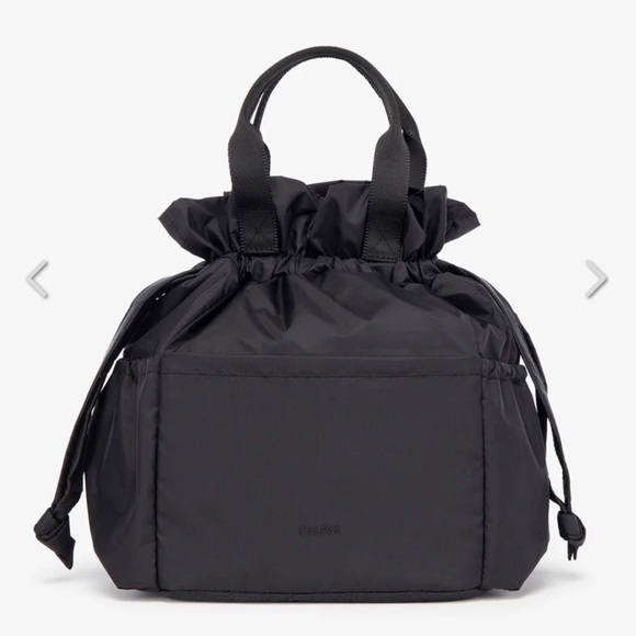 Calpak Lunch Bag Black Nylon Drawstring Tote Insulated. - Picture 1 of 9